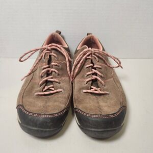 LL Bean BeanSport Hiking Sneakers Women's 9M Brown Suede‎ Trail Shoes Pink Laces